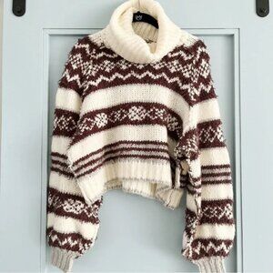 NWT Free People Check Me Out Pullover Sweater in Winter Fog Combo